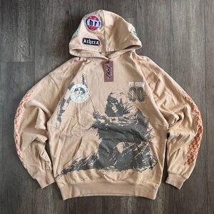 THRT “Pit Crew” Hoodie Tan Size Small Runs Large — Streetwear Graphic Hoodie